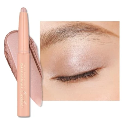 Image de Oulac Ombre à Paupières Stick Nu Automatique Fini Satin, Résistant l&#039;eau et l&#039;essuyage, Tenue 16 heures+, Texture Crémeuse Soyeuse, Vegan WA01 Nubile