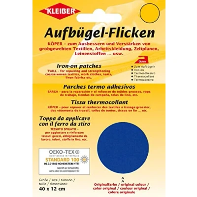Image de Kleiber Paquet de 40 x 12 cm Iron on Patch réparation en coton Bleu