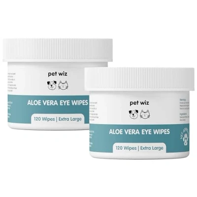 Image de pet wiz Lingettes pour Les Yeux à l&#039;aloe Vera Nettoyer Chiens et Chats Taille XL (240 Lingettes)