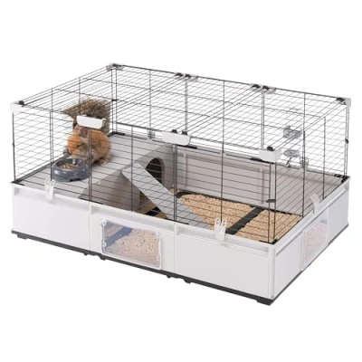 Image de Ferplast Cage pour Lapins, cochons d&#039;Inde,cobayes, à Lapin, Modular 2, Extensible, Accessoires Inclus, Facile Nettoyer, 109 x 72 h 56 cm