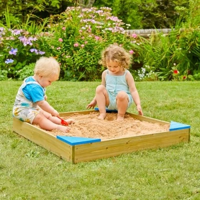 Image de TP Toys Bac à Sable en Bois avec Couvercle et Doublure, pour Les Enfants Partir de 2 Ans, 90 x 90cm