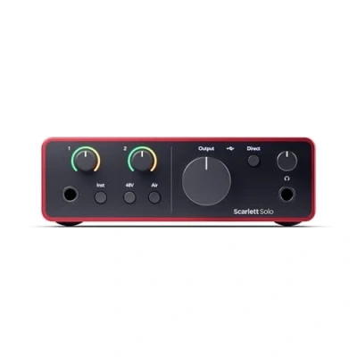 Image de Focusrite Scarlett Solo 4th Gen, interface audio USB pour la guitare, les voix et production — des prises de son très haute qualité tous logiciels enregistrer