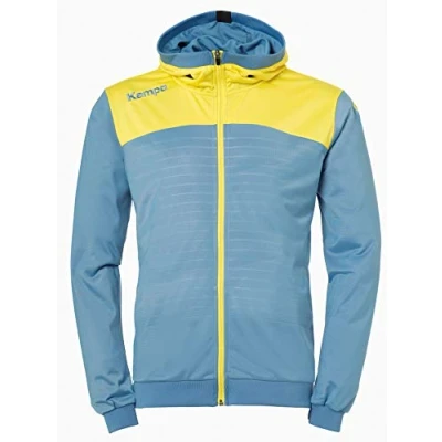 Image de Kempa Emotion 2.0 Hood Jacket Homme, Bleu Jaune (Dove Blue/Lime Yellow), 164