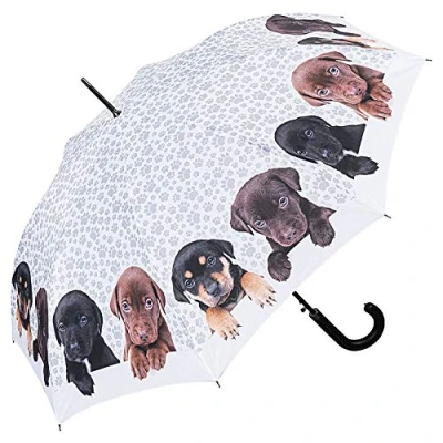 Image de VON LILIENFELD® Parapluie Canne Grand Robuste Ouverture Automatique Chien Quatuor de Chiots