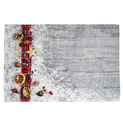 Image de texpot Set de table 30 x 45 cm en 100 % polyester Décoration Noël neige sur bois