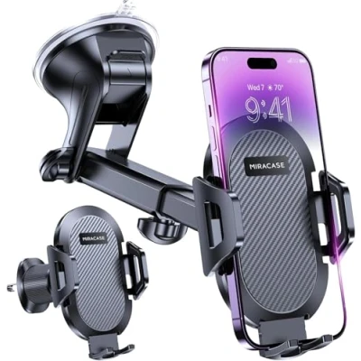 Image de Miracase Support Téléphone Voiture Universel 4 En1 adapté Tableau Bord &amp; Pare Brise Bouches Table
