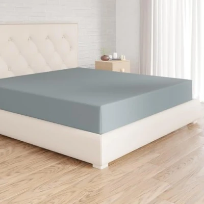Image de Amazon Basics Drap Housse, 180 x 200 30 cm, en Polyester Microfibre pour Matelas Épais jusqu&#039;à Bleu Spa