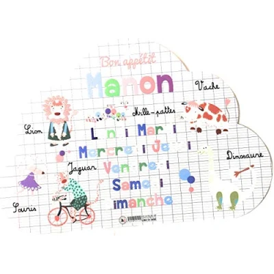 Image de AUTRES Lire et dire Set de Table prénom Forme Nuage Manon (Recto &amp; Verso) Bon appétit Dessins Animaux 29x41 cm