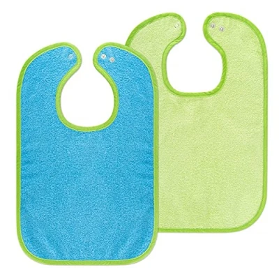 Image de Lot de 2 bavoirs pour bébé/enfants Bavoir avec bouton pression/Taille réglable/Extra Large/Très absorbant/certifié Öko Tex/100% coton