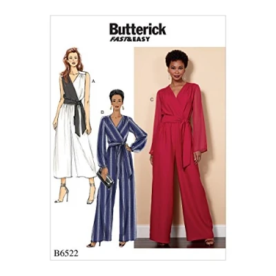 Image de Butterick 6522 RR Patron de Couture pour Combinaison et écharpe Femme, Mouchoir, Multicolore, 17 x 0,5 22 cm