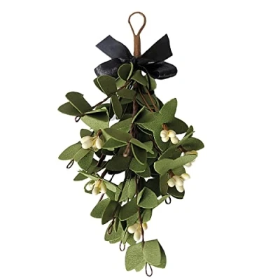 Image de LIBOOI Bouquet de gui artificiel vert à suspendre, plante artificielle avec baie, fausses feuilles simulation, fournitures festival, décoration Noël, 22 cm