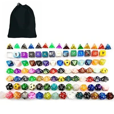 Image de Bescon 100pcs Big Set of Random Polyhedral Dice, Standard Sized DND Dice in a Variety Colors&amp;Effects