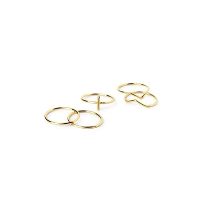 Image de SINGULARU Set 5 Bagues Néfertiti or Bague en laiton avec finition plaqué 18 K Bijoux pour Femme Fabriqué Europe Différentes finitions et Tailles Taille 50