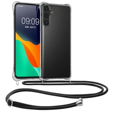 Image de kwmobile Coque Collier Compatible avec Samsung Galaxy S24 FE Housse de Protection en TPU Cordon Sangle Transparent