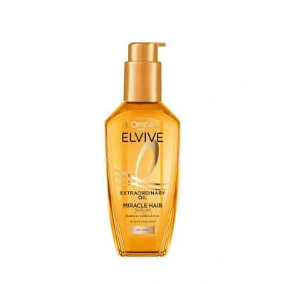 Image de Huile extraordinaire Elvive de L&#039;Oréal Paris, perfecteur cheveux miracle, aux huiles précieuses marula et camélia, pour tous les types cheveux, 100 ml