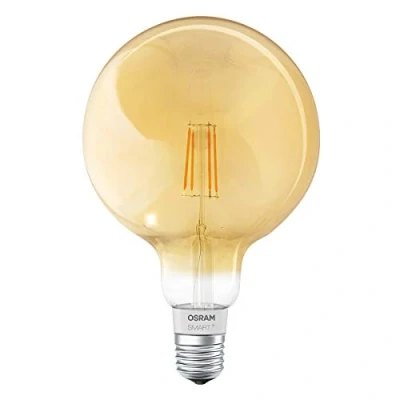 Image de OSRAM Smart+ Ampoule LED à Filament Vintage Connectée Culot E27 Forme Globe Or Ambrée Dimmable Blanc Chaud 2500K 5,5W (= 60W) Bluetooth Compatible Siri sur Apple &amp; Alexa Android