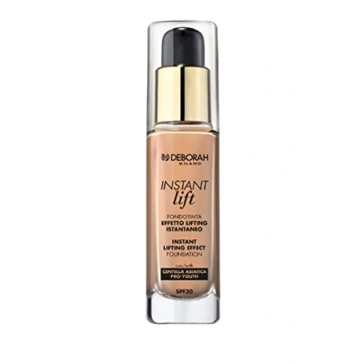 Image de Deborah Milano Fond de teint Instant Lift SPF 30, 03 Sand, effet lifting et éclaircissant, formule antioxydante avec Centella Asiatique, donne une peau élastique, tonique poncée, 30 ml