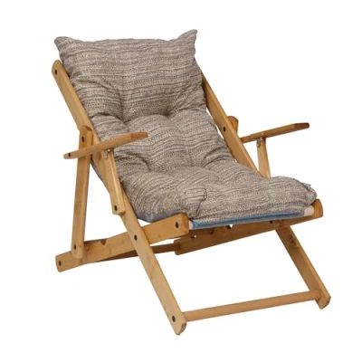 Image de LIBEROSHOPPING.eu LA TUA CASA IN UN CLIK Fauteuil Chaise Longue Relax inclinable 3 Positions en Bois Pliant (Taupe)