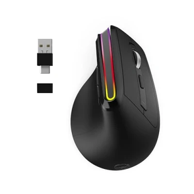 Image de Mobility Lab Souris sans Fil Ergonomique RGB Précision réglable, Récepteur 2 en 1 USB ou C, Connexion Bluetooth, Clics Silencieux, Mode économie d’énergie
