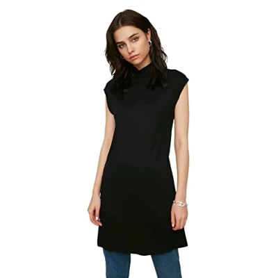 Image de Trendyol Tunique sans Manches col raide Noir Maillot, XL Femme