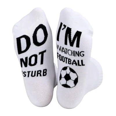 Image de SoulQool Chaussettes en tricot avec inscription « Do Not Disturb I&#039;m Watching » Cadeau de football, blanc, taille unique