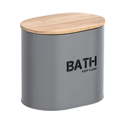 Image de WENKO Badbox Gara avec Couvercle Gris en Bambou