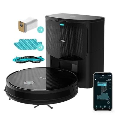 Image de Cecotec Robot Aspirador Con Base Autovaciado Conga 2499 Ultra Home Titanium. Tecnología Giroscópica, 2100 Pa, App, Cepillo Multifunción, 2 Cepillos Laterales, Mopas, Detección de Bolsa Automática