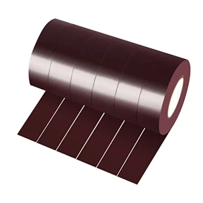Image de Xrkuu Lot de 6 rouleaux ruban adhésif électrique marron 18 mm x 10 m en PVC étanche et puissant pour projets fils, isolation réparation fils cassés