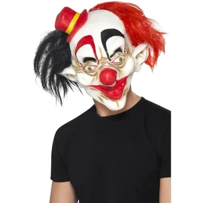 Image de Smiffys Masque clown bizarre, Noir et rouge, Latex, recouvre la tête