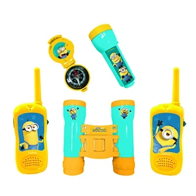 Image de Lexibook, Moi, Moche et méchant, Set d&#039;aventurier Complet Minions pour Enfant, Talkies Walkies 120m, Jumelles, Lampe Torche, Boussole, Bleu/Jaune, RPTW12DES
