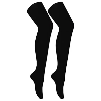 Image de Sock Snob Collant Bambou 2 Paires Noir Opaque pour Femme (L, Le noir)
