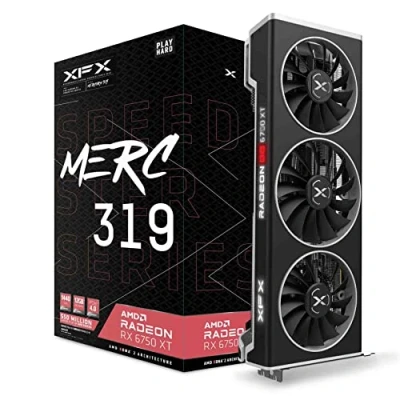 Image de XFX Speedster MERC319 Radeon RX 6750XT Black Gaming Carte Graphique avec 12GB GDDR6 HDMI 3xDP, AMD RDNA™ 2 (RX 675XYTBDP)