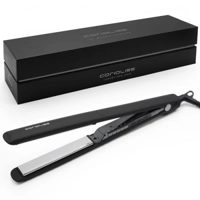 Image de Corioliss C3 Fer à Lisser pour femmes Titanium de plaques et curling cheveux fins professionnel avec contrôle la température (Black Chrome Soft Touch)