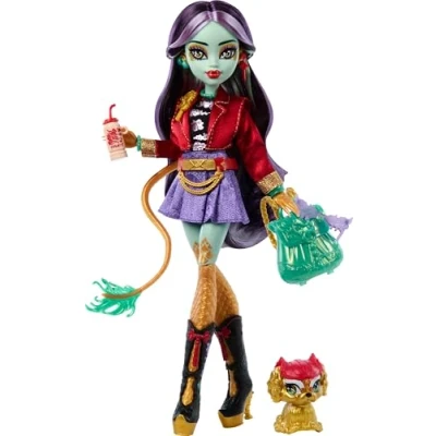 Image de Monster High Poupée Jinafire Long, dragon avec animal Cloudy « Yun » et 7 accessoires comme un carnet de croquis, une boisson au yaourt, sac à dos plus encore, HYV58