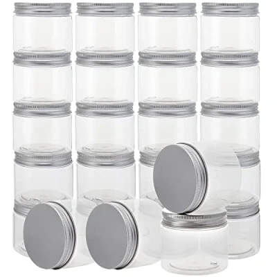 Image de JOIKIT Lot de 24 bocaux en plastique transparent avec couvercles aluminium 250 ml à large ouverture pour loisirs créatifs, perles, épices, noix