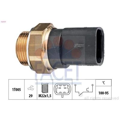 Image de FACET 7.5117 Interrupteur de température, ventilateur radiateur M22x1,5 Made in Italy OE Equivalent OPEL: Corsa B 3/5 portes, Calibra A