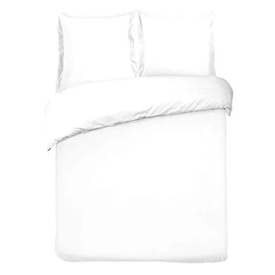 Image de Vision Parure de lit UNI Blanc Set Housse Couette 240x220 cm avec 2 taies d&#039;oreiller pour Standard Personnes 100% Coton