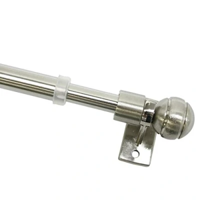 Image de GARDINIA Tringle à rideau de café, 2 supports et matériel fixation visser inclus, Barre extensible, Diamètre: 8/10 mm, Longueur: 60 100 cm, Effet inox