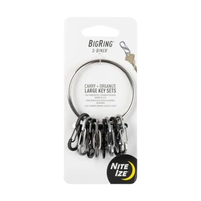Image de Nite Ize NI BRG M1 R3 Bigring Grand Anneau Porte clé à mousquetons en S Acier Noir/argenté