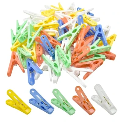 Image de Lot de 60 Pinces à Linge colorées，Petites Linge，Convient pour Les Cordes ou séchoirs Linge, Serviettes, vêtements, Chaussettes, Serviettes Plage，epingle a Linge，buanderie
