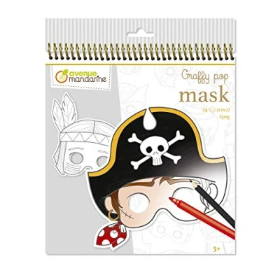 Image de Avenue Mandarine GY022O Un carnet de coloriage Graffy pop mask 24 masques pré découpés À partir 5 ans GARCONS, Unité