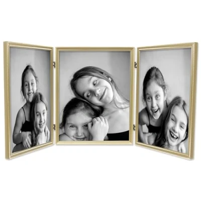 Image de Lawrence Frames Bordure de perles triple 8 x 10 cm, or satiné