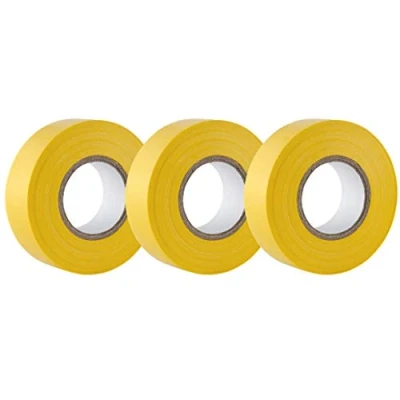 Image de GTSE Ruban adhésif isolant électrique jaune 19 mm x 20 m résistant, autocollant protèger, regrouper, réparer des câbles 3 rouleaux