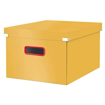 Image de Leitz Click &amp; Store Boîte de Rangement Pliable avec Couvercle, Carton Solide, Format A4, Maison / Bureau, Gamme Cosy, Jaune, 53480019