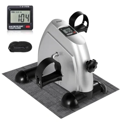 Image de AGM Mini Vélo d&#039;Appartement, Pédalier Pratique Léger Facile à Utiliser Ranger Pédaler Résistance Réglable Ecran LCD Appareil pour Travailler Les Jambes et Bras