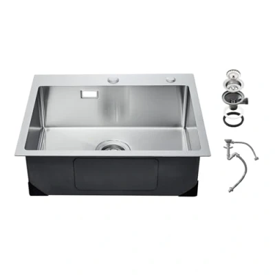 Image de VEVOR keukenspoelbak enkele bak inbouwspoelbak RVS 68x45x19cm spoelbak