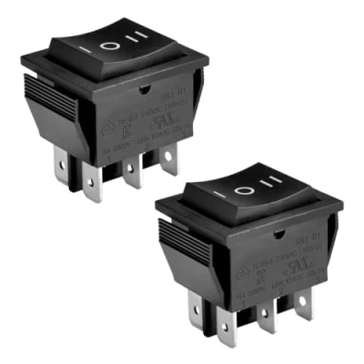 Image de Heschen Interrupteur à bascule, ON OFF ON, DPDT, 6 bornes, 16A 250VAC, Noir, Lot de 2