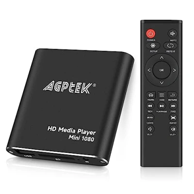 Image de Lecteur Multimédia, HDMI Multimédia pour TV Mini HD Media Player 1080P MKV/RM HDD Clés USB et Cartes SD avec Télécommande (Noir)