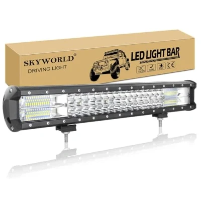 Image de SKYWORLD 20 pouces barre lumineuse de 288W LED, combinée d&#039;inondation la rangée LED 12V 24V 6000K lignes conduite tout terrain pour 4x4 camion ATV UTV SUV