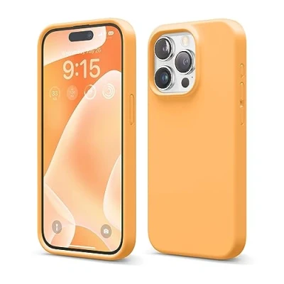 Image de elago Coque Silicone Liquide Compatible avec iPhone 15 Pro, Qualité Supérieure, Protection Intégrale [Structure Antichoc 4 Couches], Doublure Microfibre Douce Anti Rayures (Orange)